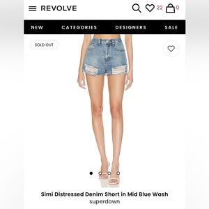 NWT! REVOLVE Superdown Distressed Denim Shorts